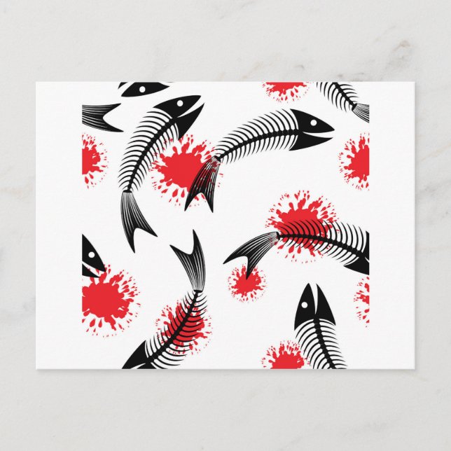 Cartão Postal peixe-esqueleto de halloween (Frente)