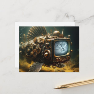 Cartão Postal Peixe Gato Steampunk