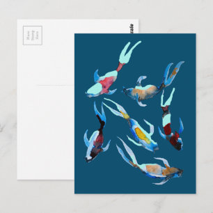 Cartão Postal Peixe Koi aquarela