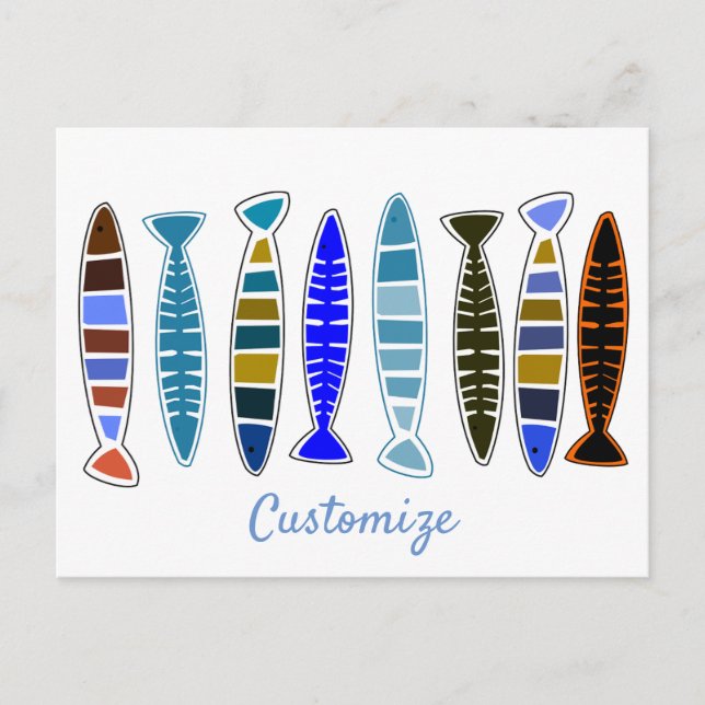 Cartão Postal Peixe listrado multicolorido Thunder_Cove (Frente)