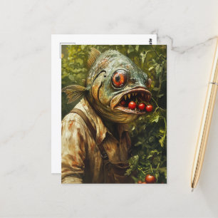 Cartão Postal Peixe num Jardim de Tomate