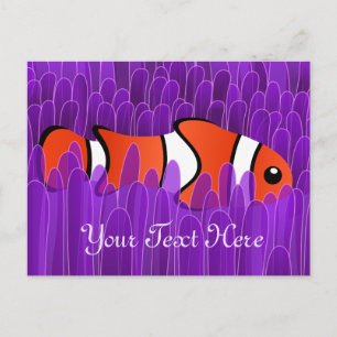 Cartão Postal Peixe-palha bonito e belo anêmono-do-mar