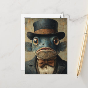 Cartão Postal Peixe Surreal em um Terno
