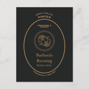 Cartão Postal Peixes Apothecário Pessoal Criativo Amoroso Rótulo