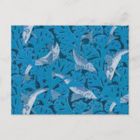 Peixes Azuis Vintage e Algas Marinhas: Art Nouveau