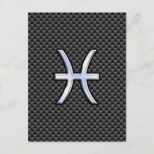 Cartão Postal Peixes de prata Sinal de zodíaco sobre Impressão d