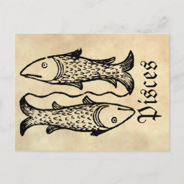 Cartão Postal Peixes de Símbolo Zodiac Medieval Renascentista
