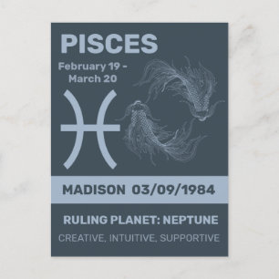 Cartão Postal Peixes de Sinal Zodiac/Nome Personalizado