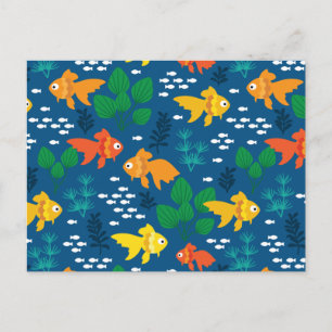 Cartão Postal Peixes Dourados no Aquário