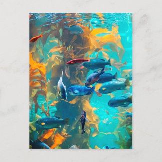 Cartão Postal Peixes e algas marinhas