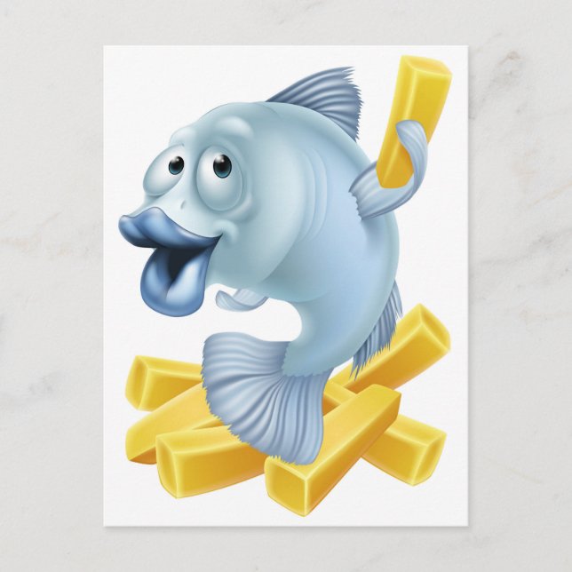 Cartão Postal Peixes e batatas fritas (Frente)