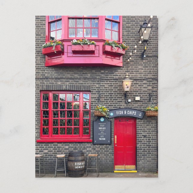 Cartão Postal Peixes e batatas fritas britânicos, London UK Post (Frente)