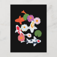 Peixes Koi Japoneses Arte Lírio de Água