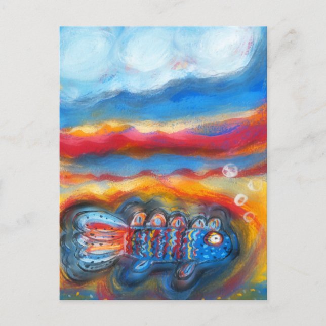 Cartão Postal Peixes no mar (Frente)