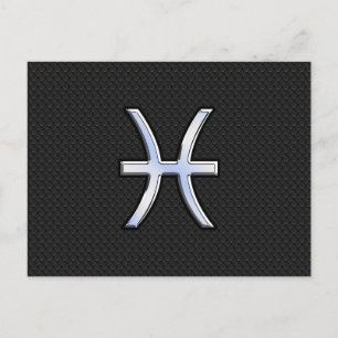 Cartão Postal Peixes Símbolo Zodíaco no Estilo Preto da Pele Cob