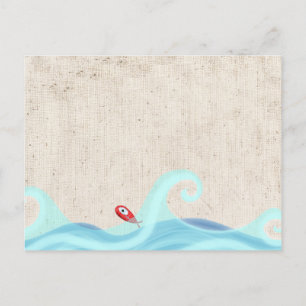 Cartão Postal Peixes Surfando Ondas