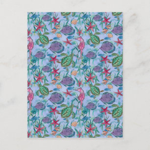 Cartão Postal Peixes Tropicais Arte Oceânica