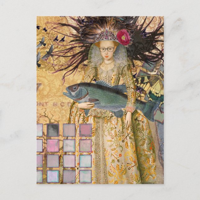 Cartão Postal Peixes Vintage Clássica Gótica (Frente)