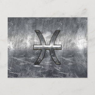 Cartão Postal Peixes Zodiac Sign in grunge Steel