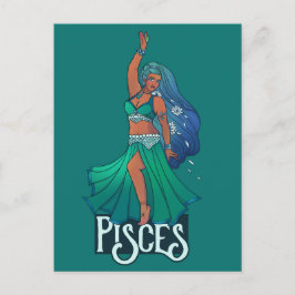 Cartão Postal Peixes Zodíaco dançarina do ventre Arte Astrologia