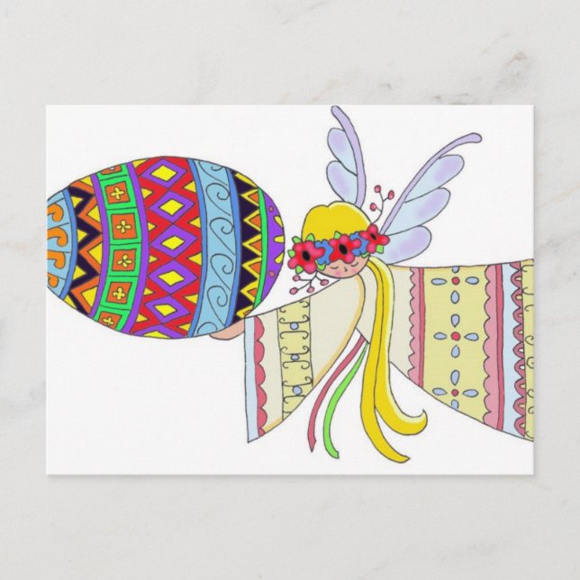 Cartão Postal Pelas Asas de uma Arte Folclórica de Angel Ucrania (Frente)