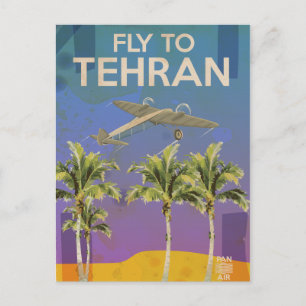 Cartão Postal Pelo Ar Para Teerã Poster de Viagem Vintage