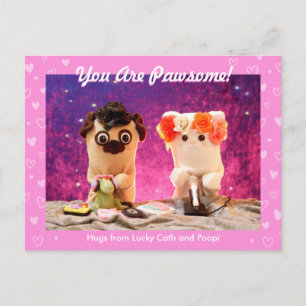 Cartão Postal Peluche Foto Corações Rosa Personalizado Email