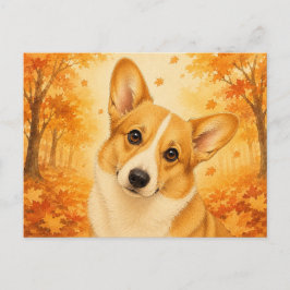 Cartão Postal Pembroke Welsh Corgi Autumn Dog