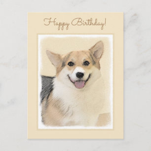 Cartão Postal Pembroke Welsh Corgi - Pintura Original para Cacho