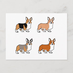 Cartão Postal pembroke welsh corgi todas as cores cartoons prime
