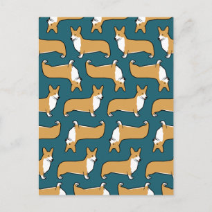 Cartão Postal Pembroke Welsh Corgis Pattern