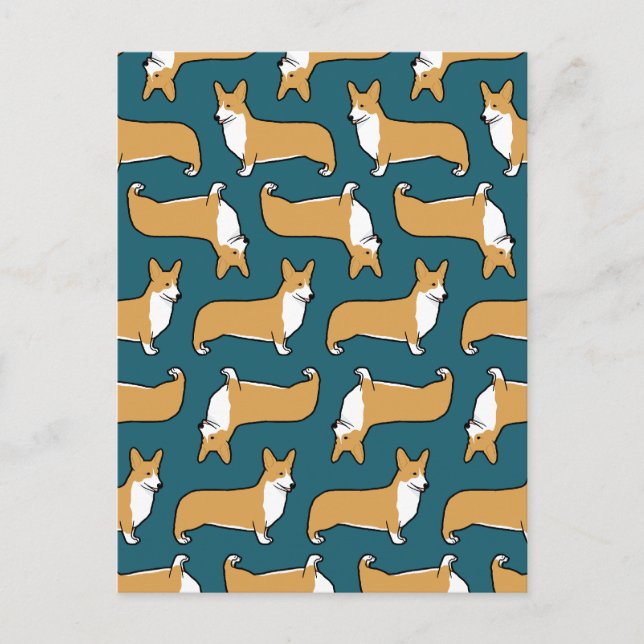 Cartão Postal Pembroke Welsh Corgis Pattern (Frente)