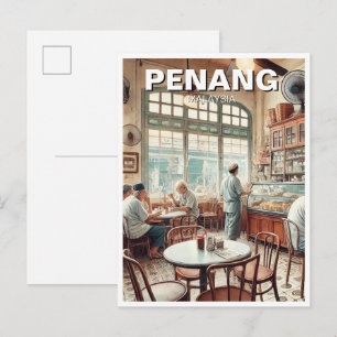 Cartão Postal Penang Malásia Shophouse Kopitiam Viagem