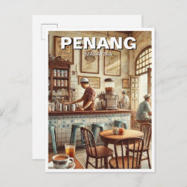 Cartão Postal Penang Malásia Shophouse Kopitiam Viagem