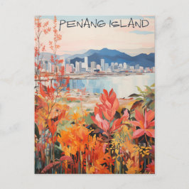 Cartão Postal Penang Malásia Viagem Cidade Pintura Estética