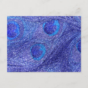 Cartão Postal Penas de pavão azul-neon