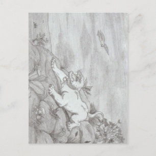 Cartão Postal Pencil art White Lioness fantasia de águia voadora