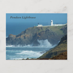 Cartão Postal Pendeen Lighthouse Cornwall England Foto