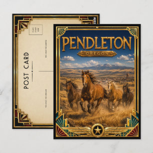 Cartão Postal Pendleton Oregon Vintage Art Deco Idade Dourada