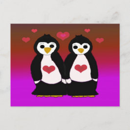Cartão Postal Penguin Love