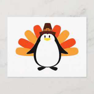 Cartão Postal Penguin Pilgrim Turkey mash-up