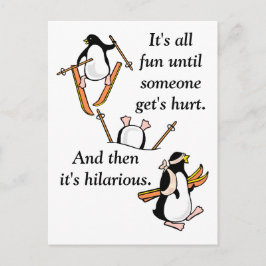 Cartão Postal Penguin Ski Adventure