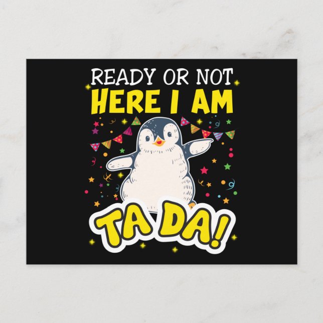 Cartão Postal Penguin Ta Da (Frente)