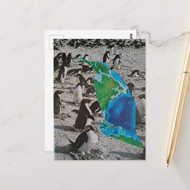 Cartão Postal Penguins wildlife collage (Frente/Verso In Situ)