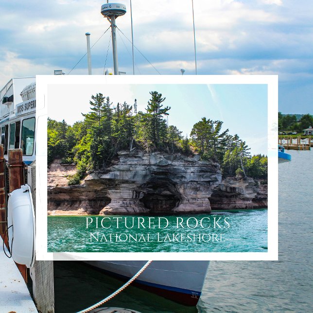 Cartão Postal Penhascos, Cavernas, Lago Superior, Pictured Rocks (Criador carregado)