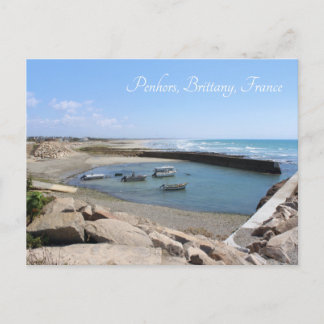Cartão Postal Penhors Harbor e Bay, Bretanha, França
