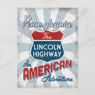 Cartão Postal Pennsylvania Lincoln Highway Vintage América