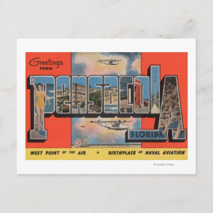 Cartão Postal Pensacola, Flórida - Cenas com Letras Grandes