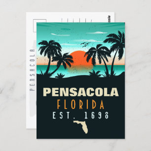 Cartão Postal Pensacola Florida Retro Sunset Souvenirs
