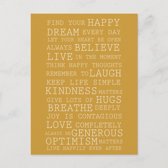 Cartão Postal Pensamentos positivos (Frente)